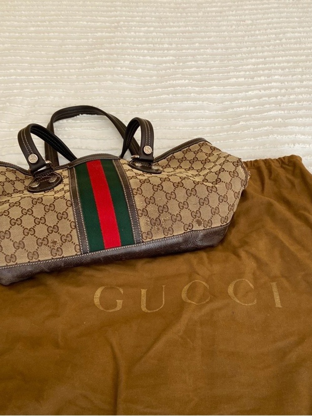 Gucci authentic vintage Canvas Tote with Leather Trim. - Picture 4 of 7